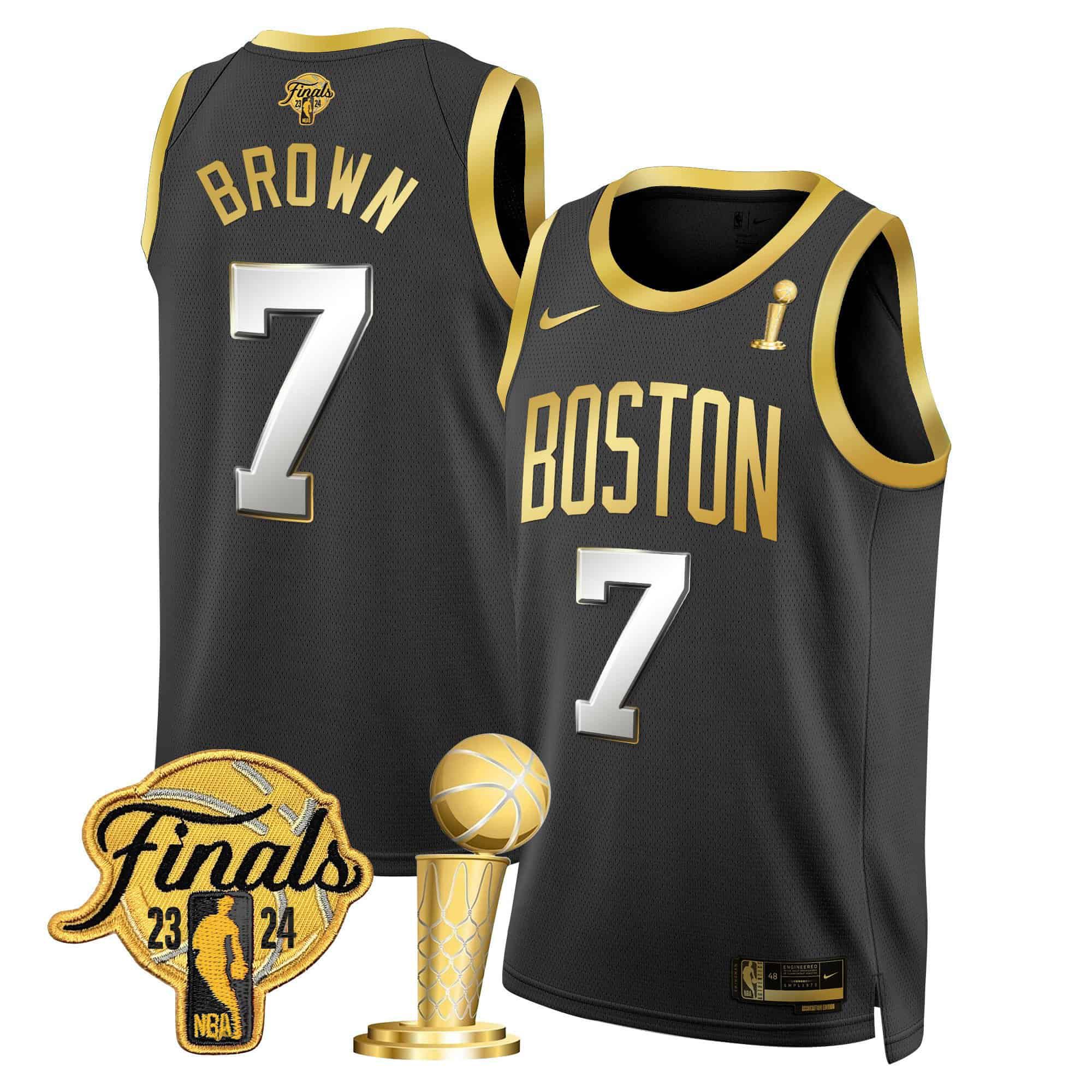 Men Boston Celtics #7 Brown Black 2024 Nike Final & Champions Patch Swingman NBA Jersey->customized mlb jersey->Custom Jersey